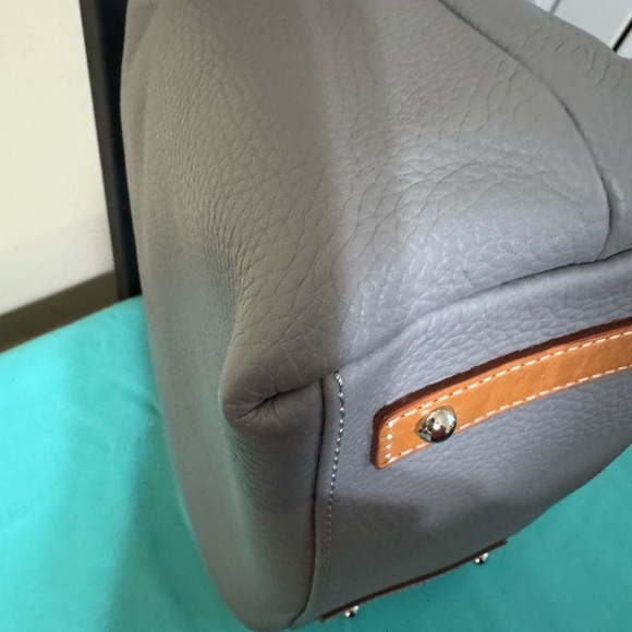 Dooney & Bourke Gray Leather Hobo Bag - Picture 5 of 14